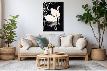 Plakat  White Chinese Geese, Koson Japoński Vintage do Salonu
