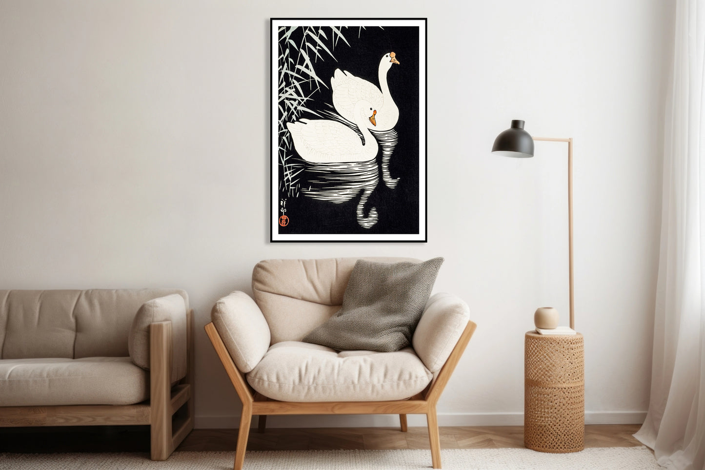 Plakat  White Chinese Geese, Koson Japoński Vintage do Salonu