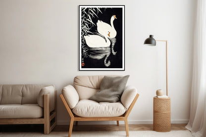 Plakat  White Chinese Geese, Koson Japoński Vintage do Salonu