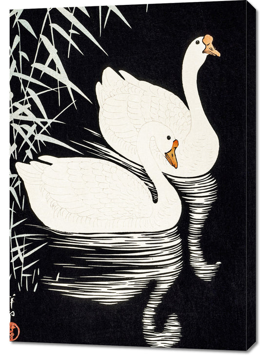 Obraz  White Chinese Geese, Koson Japoński Vintage do Salonu