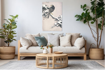Obraz  Goshawk on Snow, Koson Japoński Vintage do Salonu