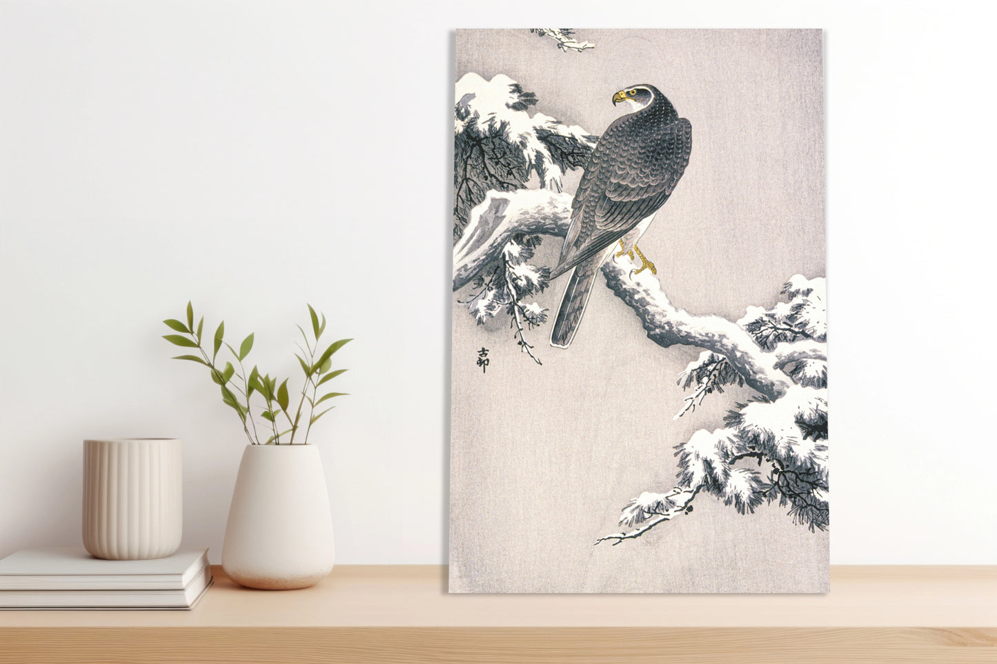 Obraz  Goshawk on Snow, Koson Japoński Vintage do Salonu