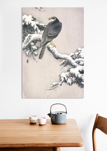 Obraz  Goshawk on Snow, Koson Japoński Vintage do Salonu
