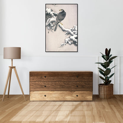Plakat  Goshawk on Snow, Koson Japoński Vintage do Salonu