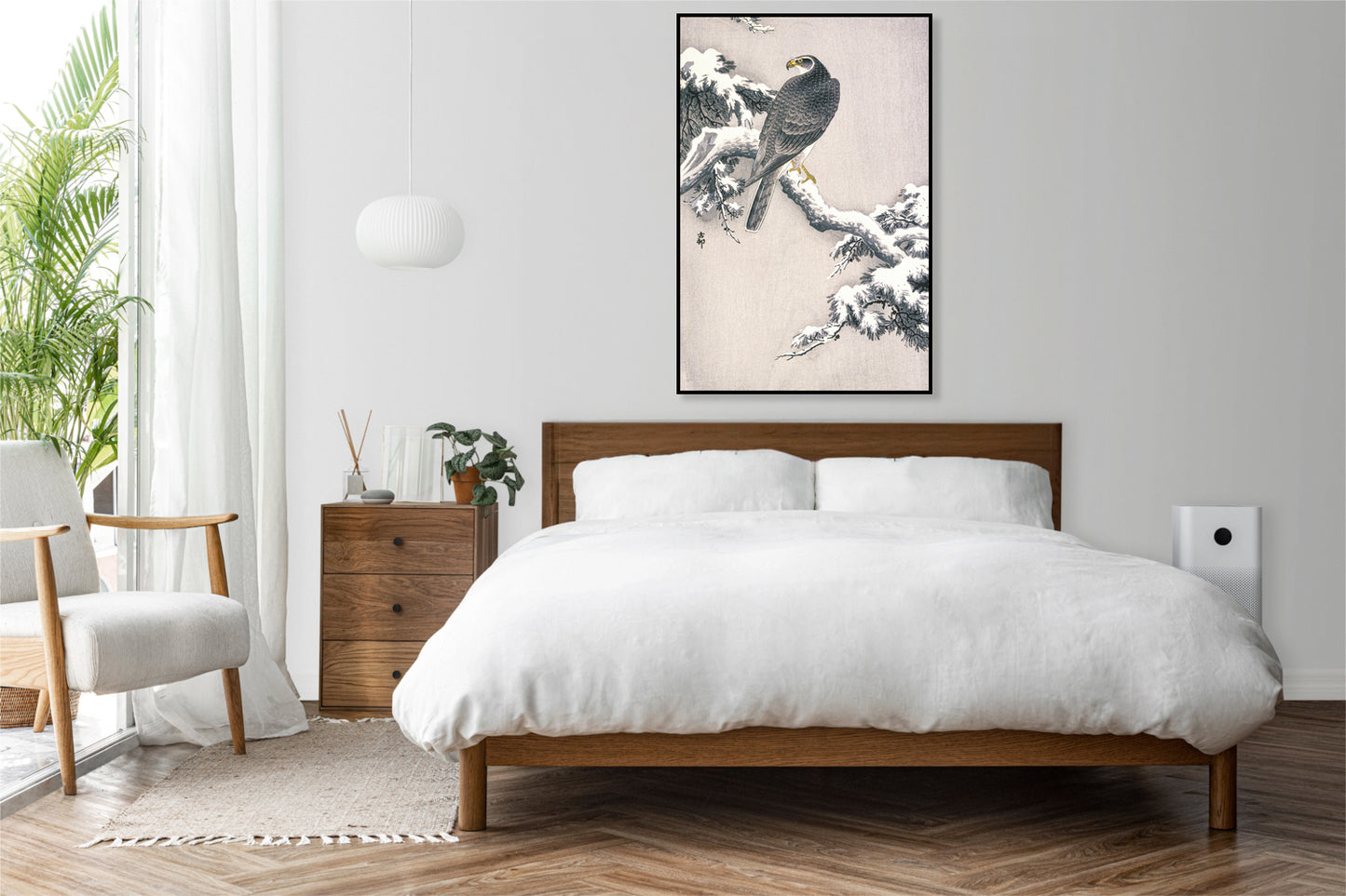 Plakat  Goshawk on Snow, Koson Japoński Vintage do Salonu