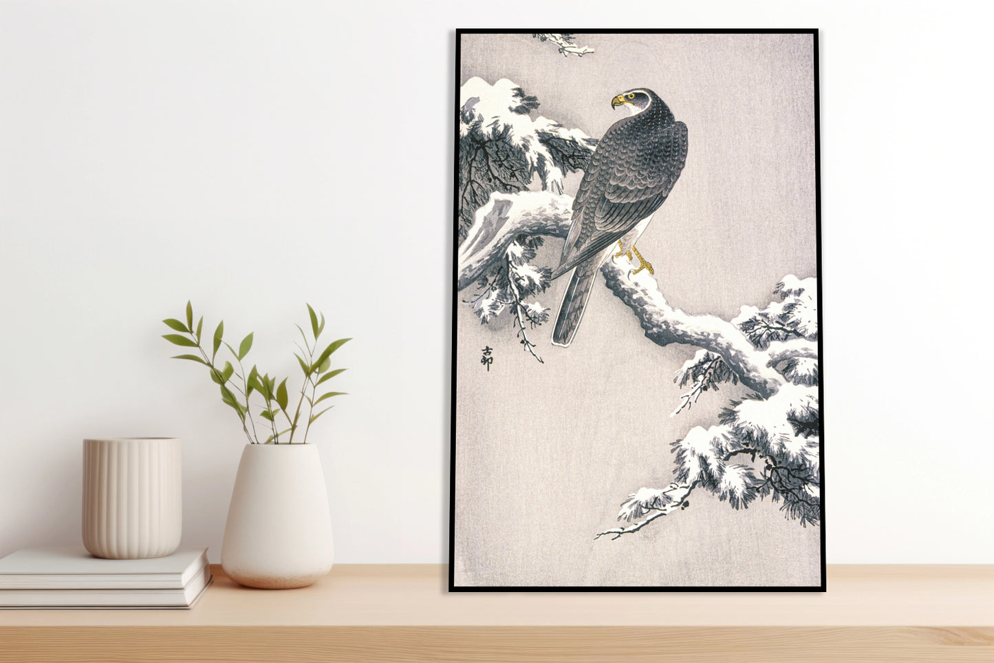 Plakat  Goshawk on Snow, Koson Japoński Vintage do Salonu