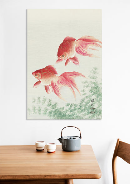 Obraz  Two Veil Goldfish, Koson Japoński Vintage do Salonu