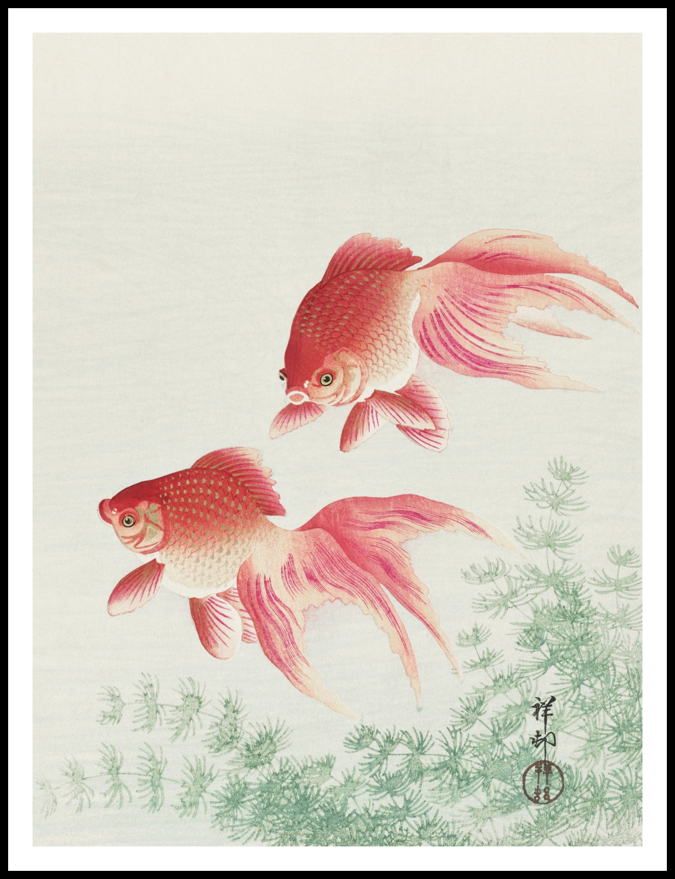 Plakat  Two Veil Goldfish, Koson Japoński Vintage do Salonu