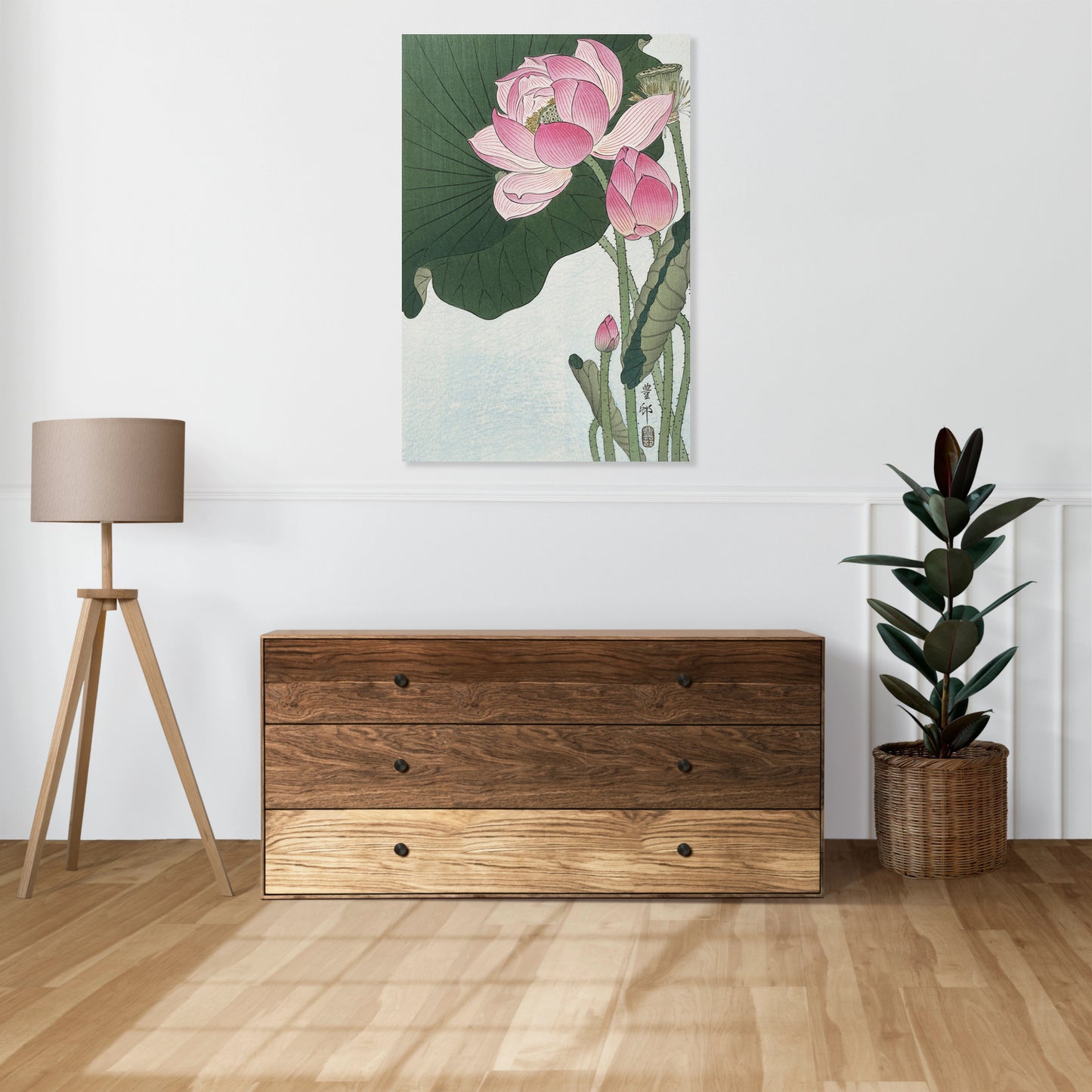 Obraz  Blooming Lotus Flowers, Koson Japoński Vintage do Salonu