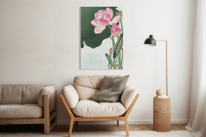 Obraz  Blooming Lotus Flowers, Koson Japoński Vintage do Salonu
