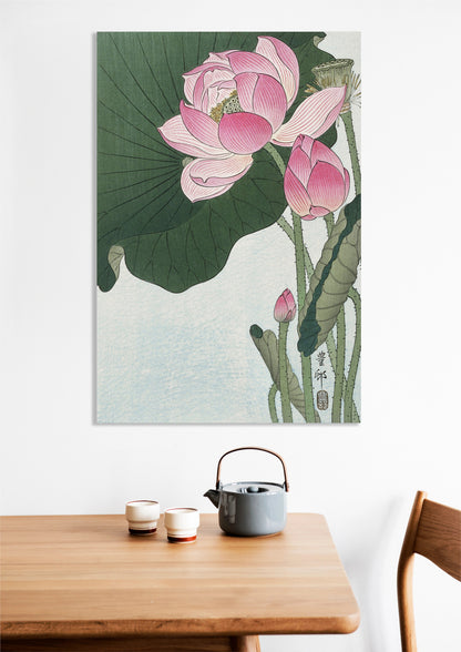 Obraz  Blooming Lotus Flowers, Koson Japoński Vintage do Salonu