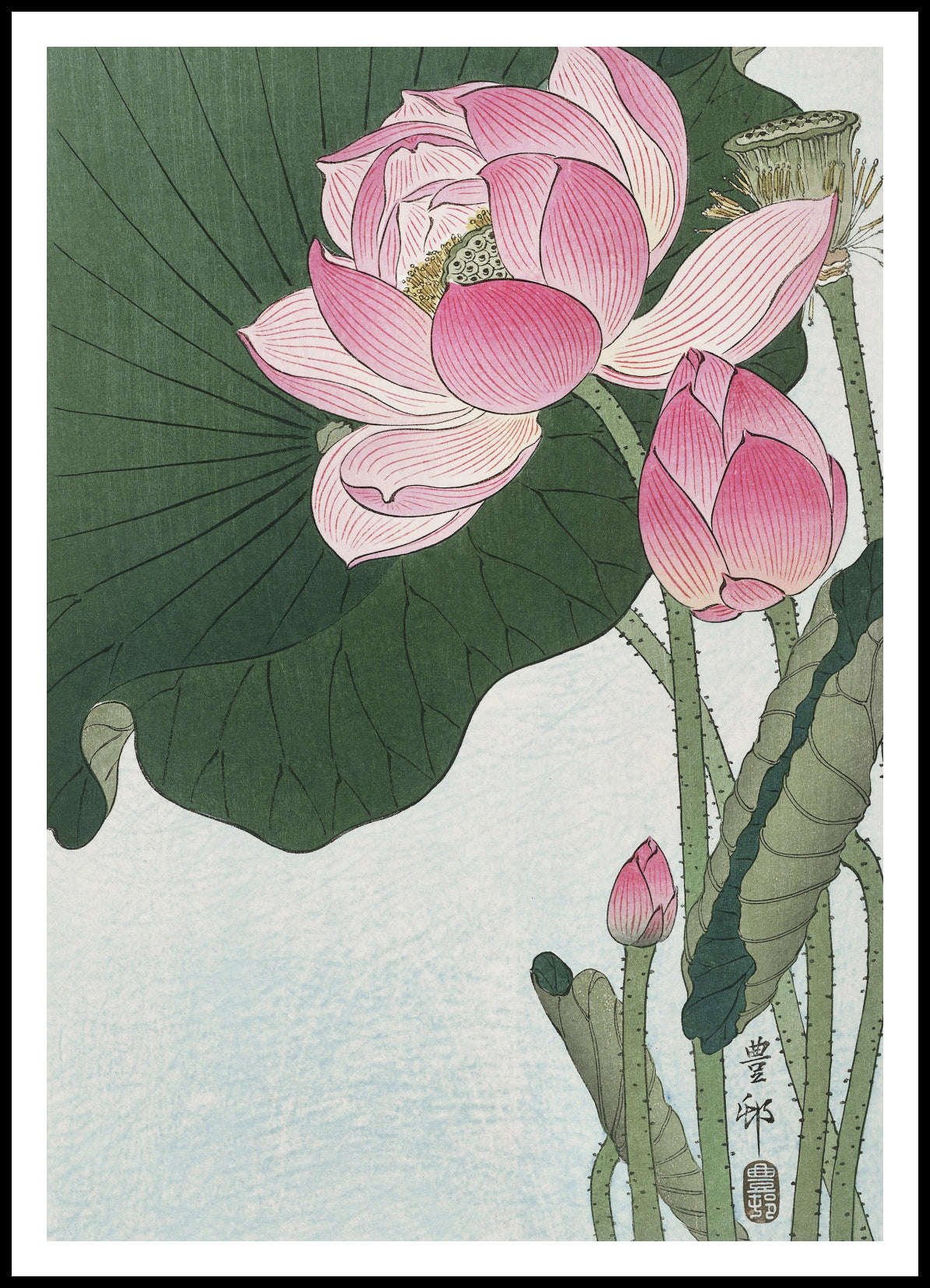 Plakat  Blooming Lotus Flowers, Koson Japoński Vintage do Salonu