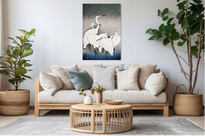 Obraz  Group of Egrets, Koson Japoński Vintage do Salonu