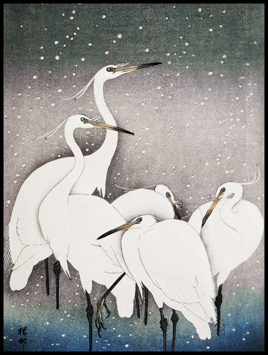 Plakat  Group of Egrets, Koson Japoński Vintage do Salonu