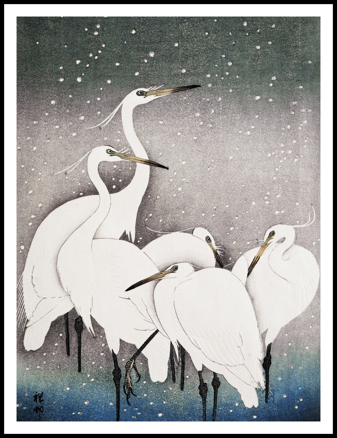 Plakat  Group of Egrets, Koson Japoński Vintage do Salonu