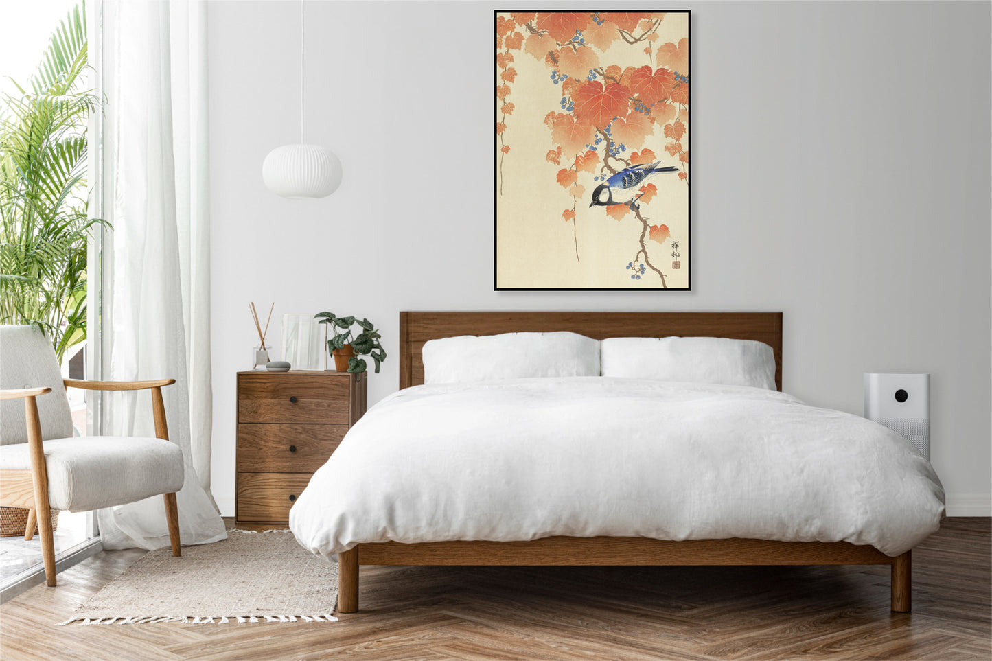 Plakat  Great Tit on Branch, Koson Japoński Vintage do Salonu