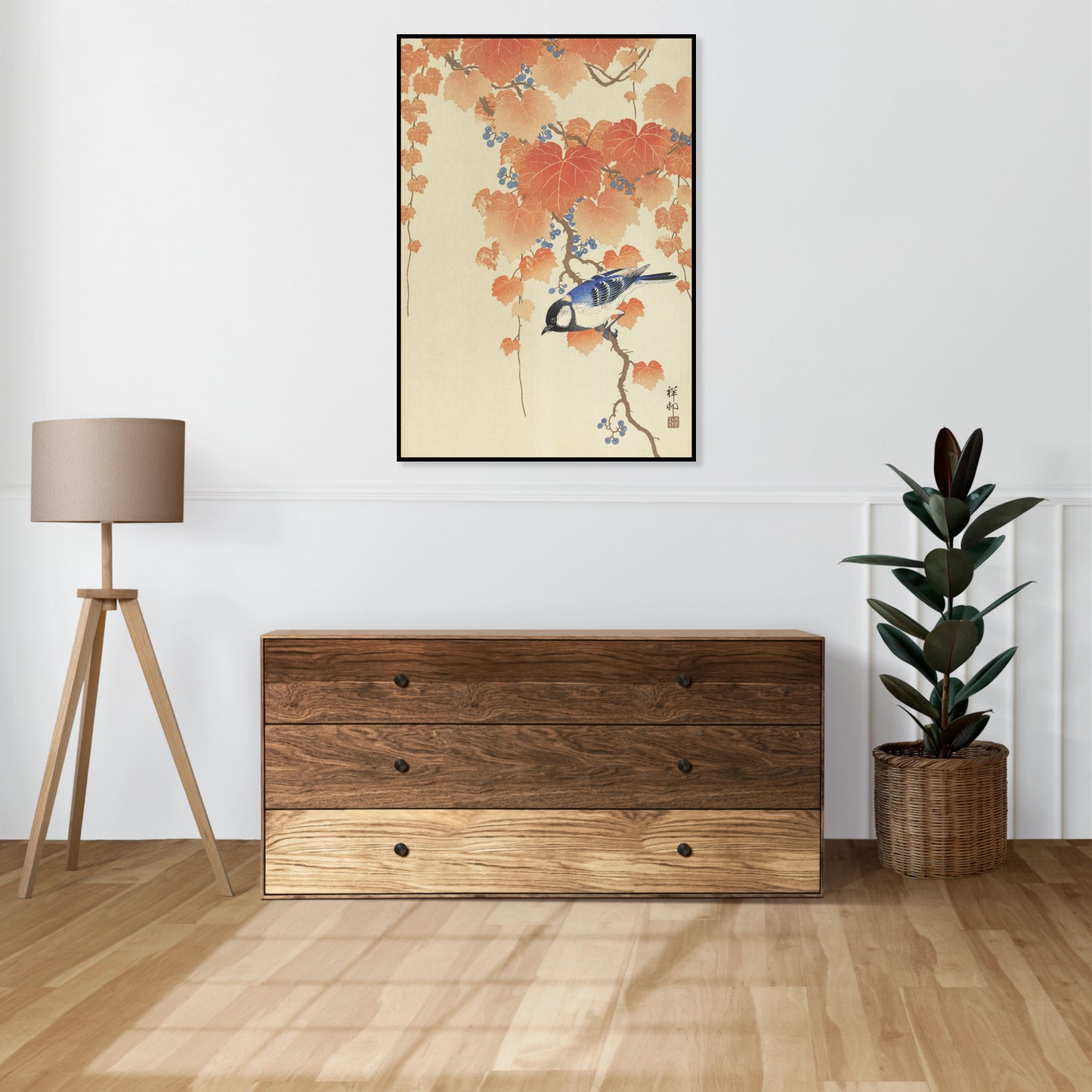 Plakat  Great Tit on Branch, Koson Japoński Vintage do Salonu