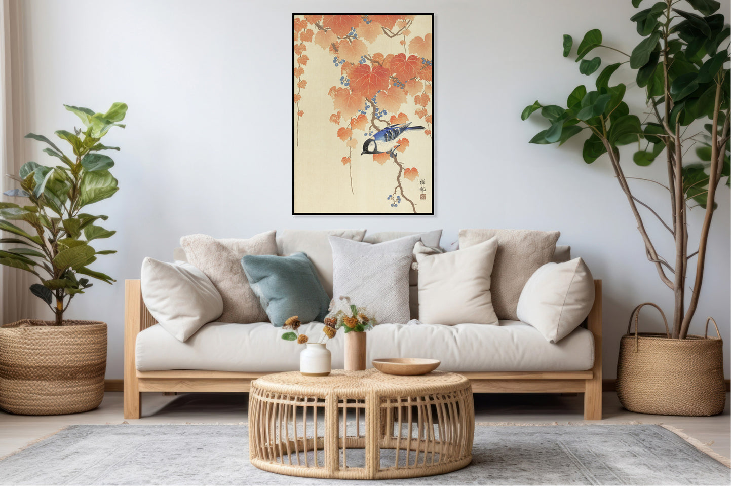 Plakat  Great Tit on Branch, Koson Japoński Vintage do Salonu