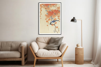 Plakat  Great Tit on Branch, Koson Japoński Vintage do Salonu