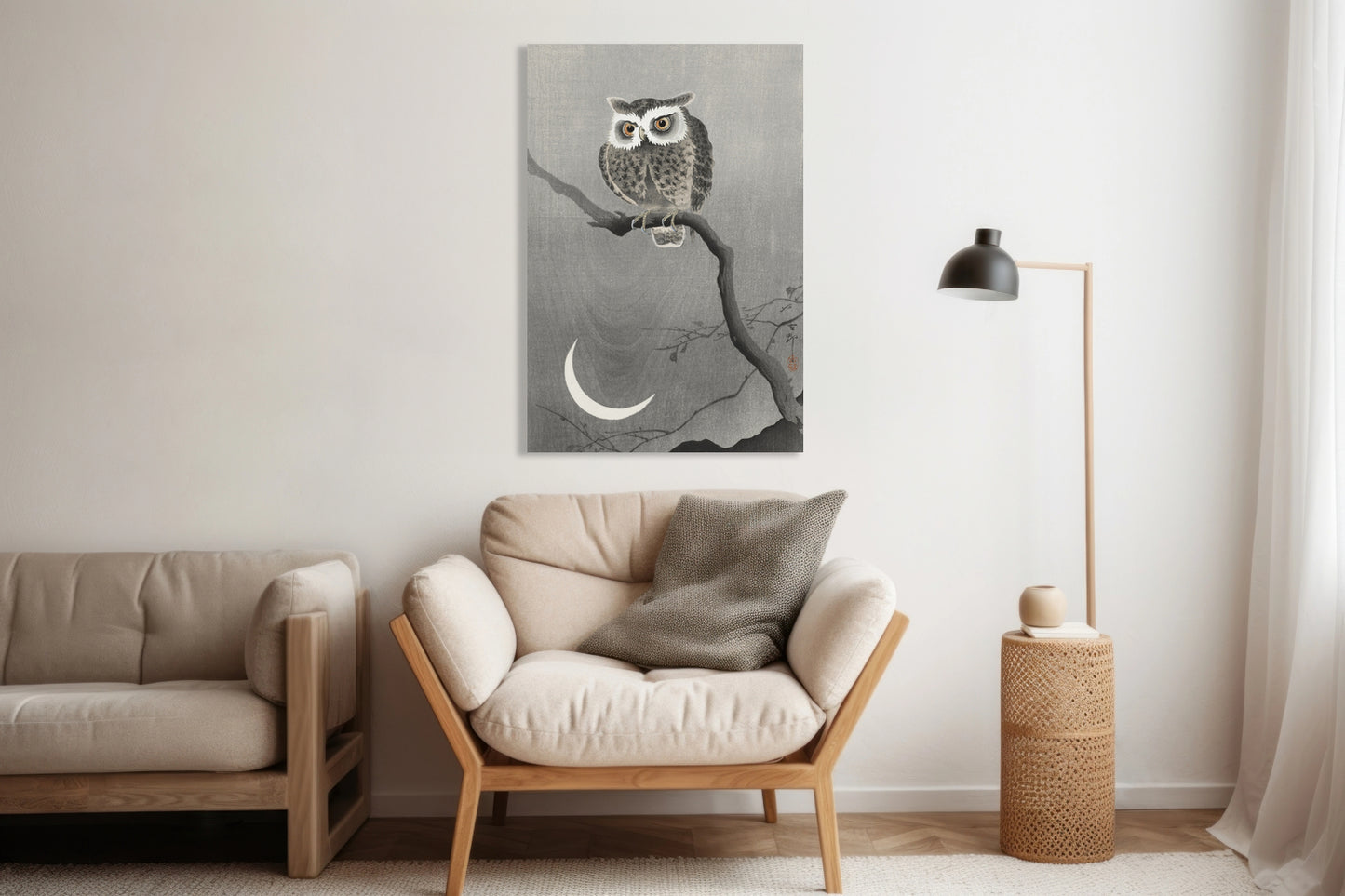 Obraz  Long-Eared Owl, Koson Japoński Vintage do Salonu