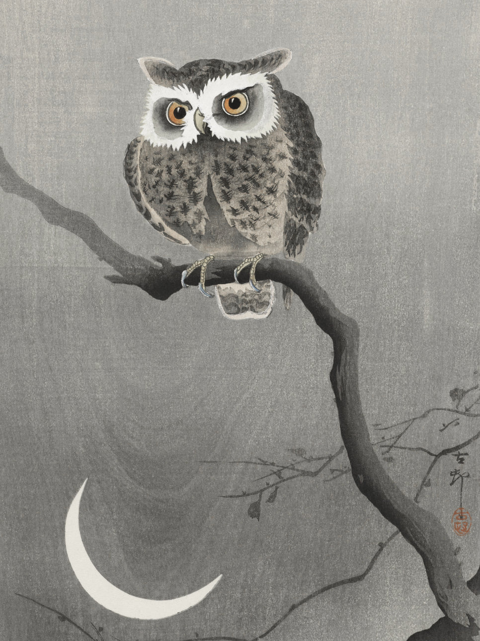 Plakat  Long-Eared Owl, Koson Japoński Vintage do Salonu