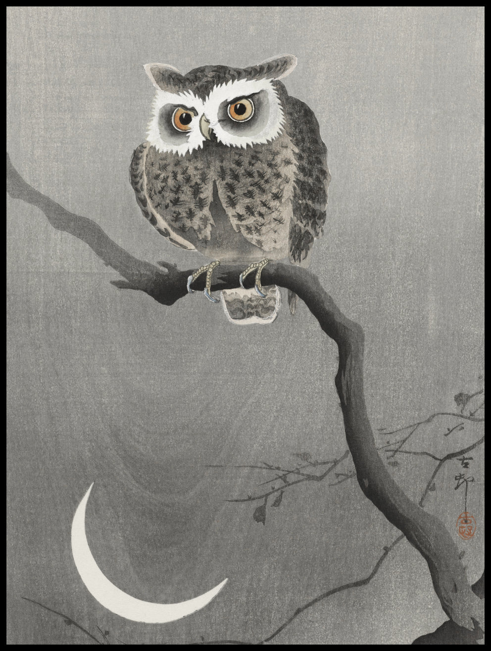 Plakat  Long-Eared Owl, Koson Japoński Vintage do Salonu