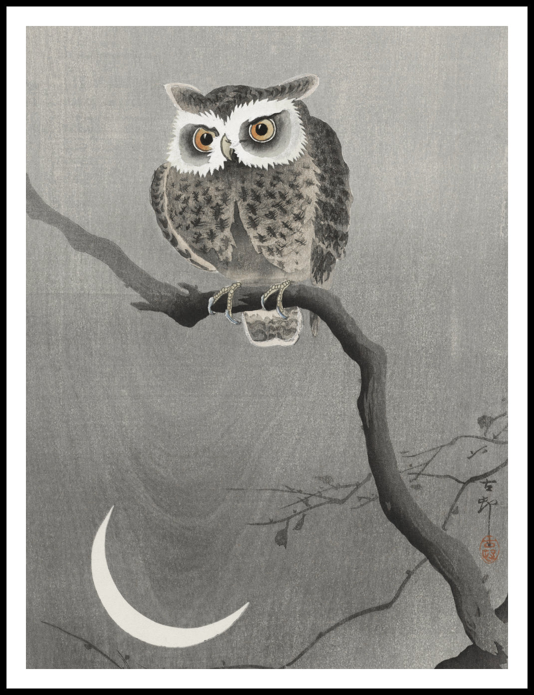 Plakat  Long-Eared Owl, Koson Japoński Vintage do Salonu