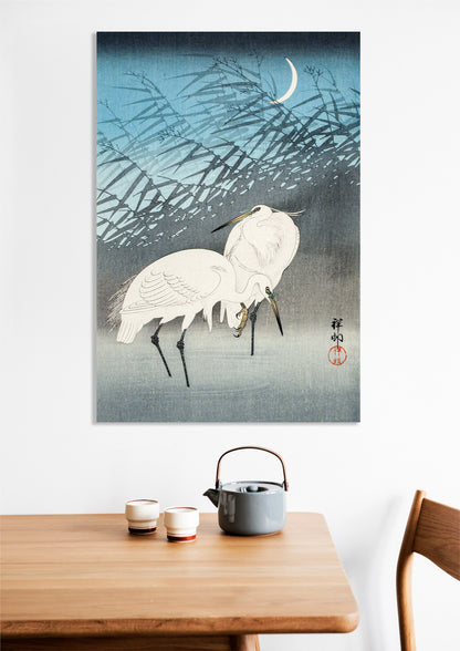 Obraz  Egrets and Reeds, Koson Japoński Vintage do Salonu