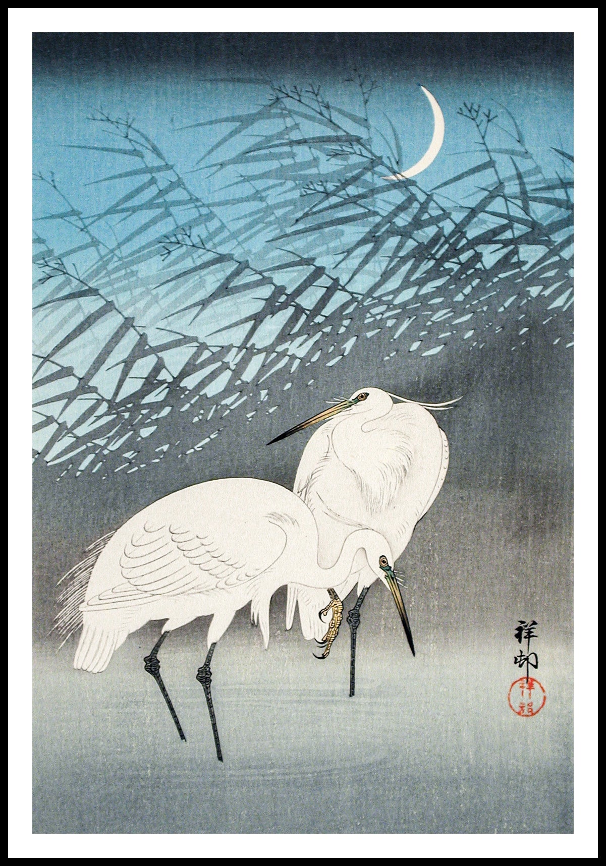 Plakat  Egrets and Reeds, Koson Japoński Vintage do Salonu