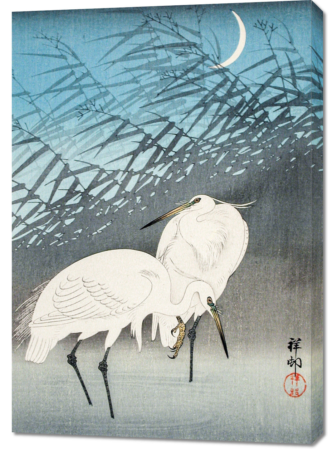 Obraz  Egrets and Reeds, Koson Japoński Vintage do Salonu