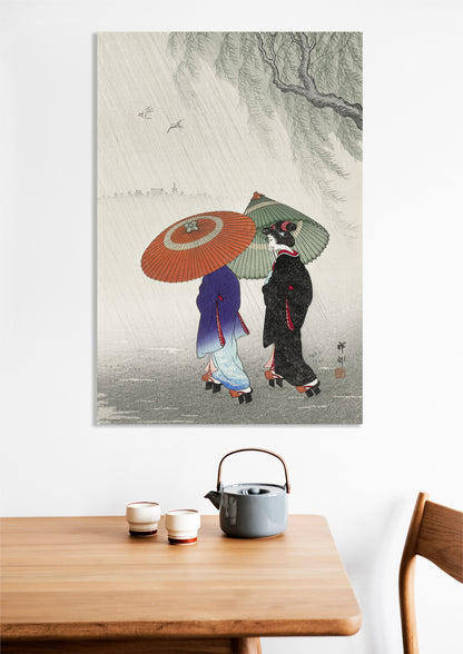 Obraz  Two Women in The Rain, Koson Japoński Vintage do Salonu