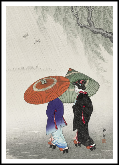 Plakat  Two Women in The Rain, Koson Japoński Vintage do Salonu