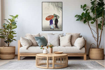 Plakat  Two Women in The Rain, Koson Japoński Vintage do Salonu
