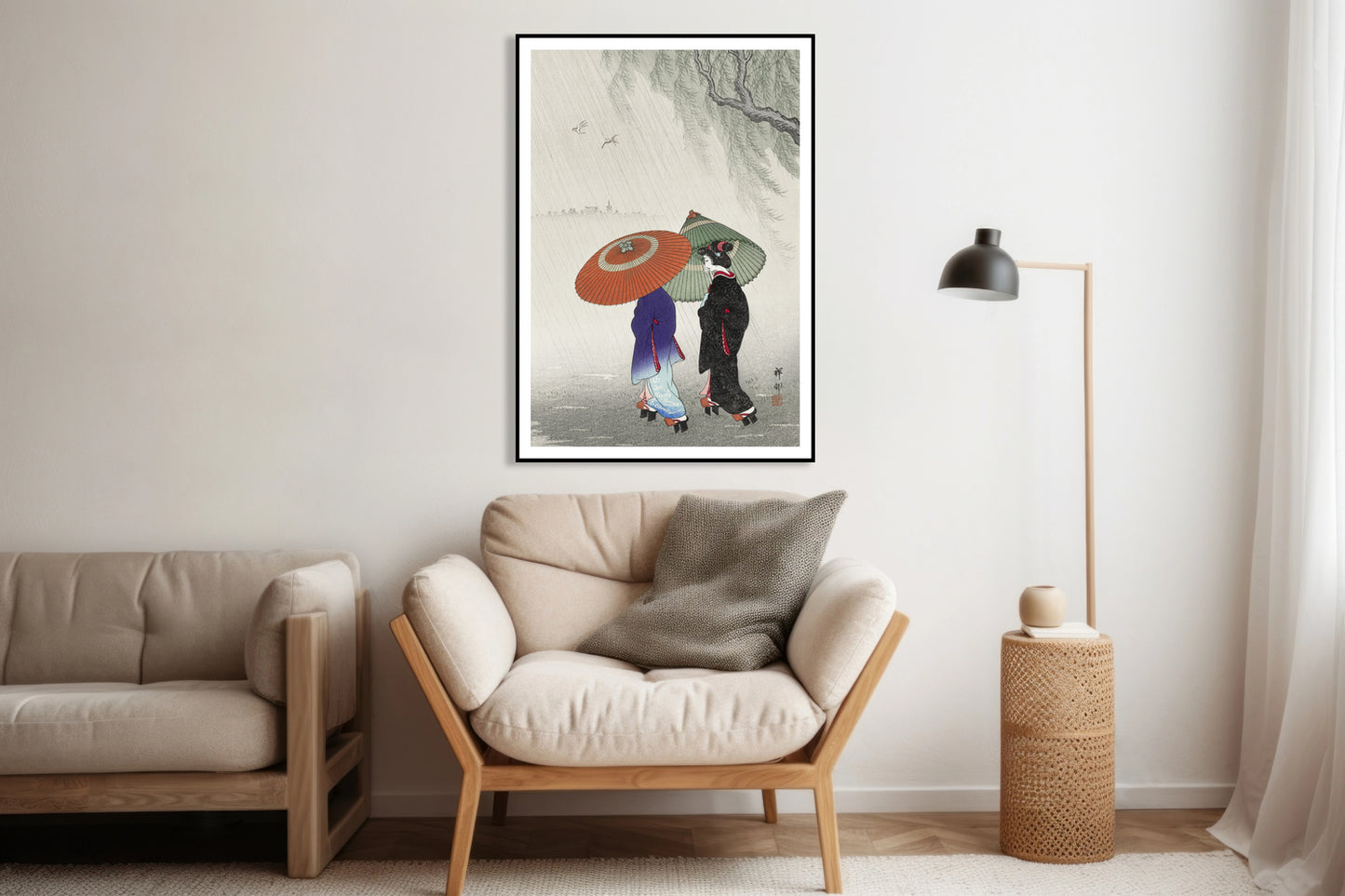 Plakat  Two Women in The Rain, Koson Japoński Vintage do Salonu
