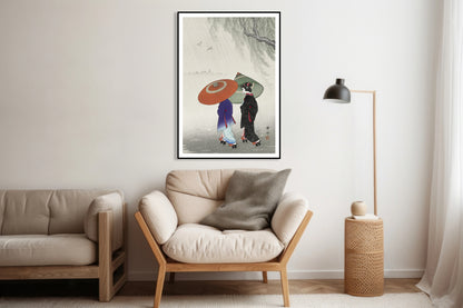 Plakat  Two Women in The Rain, Koson Japoński Vintage do Salonu