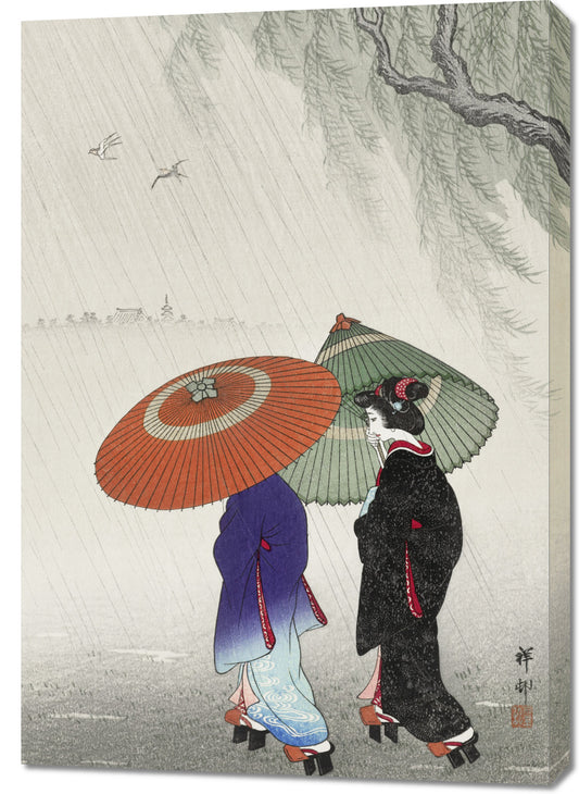 Obraz  Two Women in The Rain, Koson Japoński Vintage do Salonu
