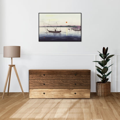Plakat  Boats and Setting Sun, Koson Japoński Vintage do Salonu