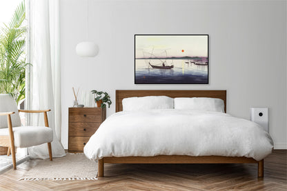 Plakat  Boats and Setting Sun, Koson Japoński Vintage do Salonu