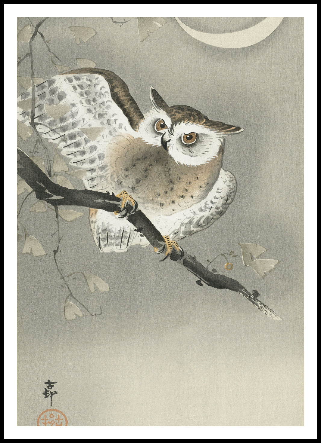 Plakat  Long-Eared Owl 2, Koson Japoński Vintage do Salonu