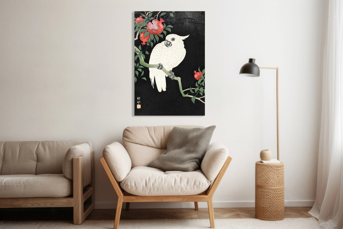 Obraz  Cockatoo and Pomegranate, Koson Japoński Vintage do Salonu