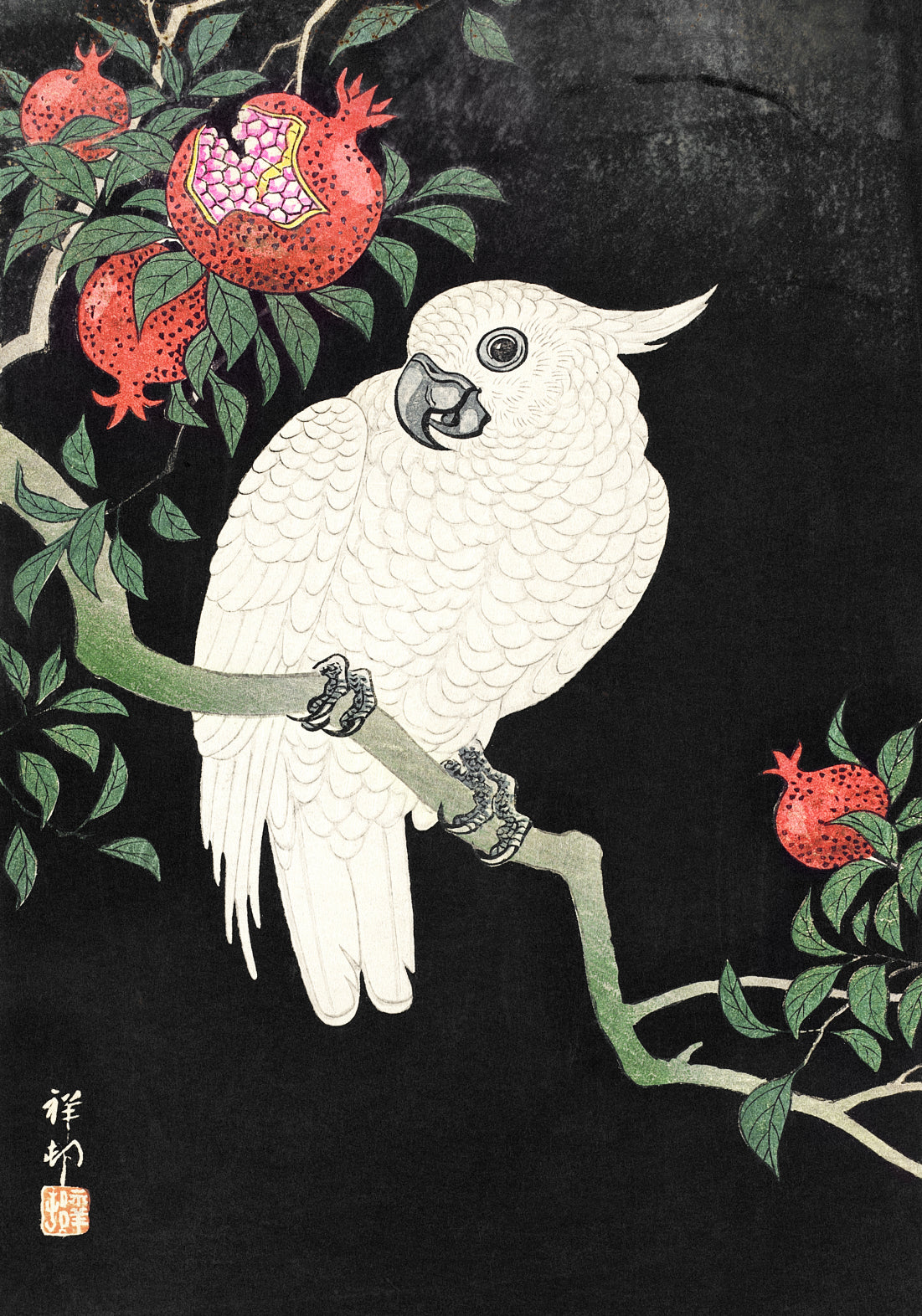 Plakat  Cockatoo and Pomegranate, Koson Japoński Vintage do Salonu