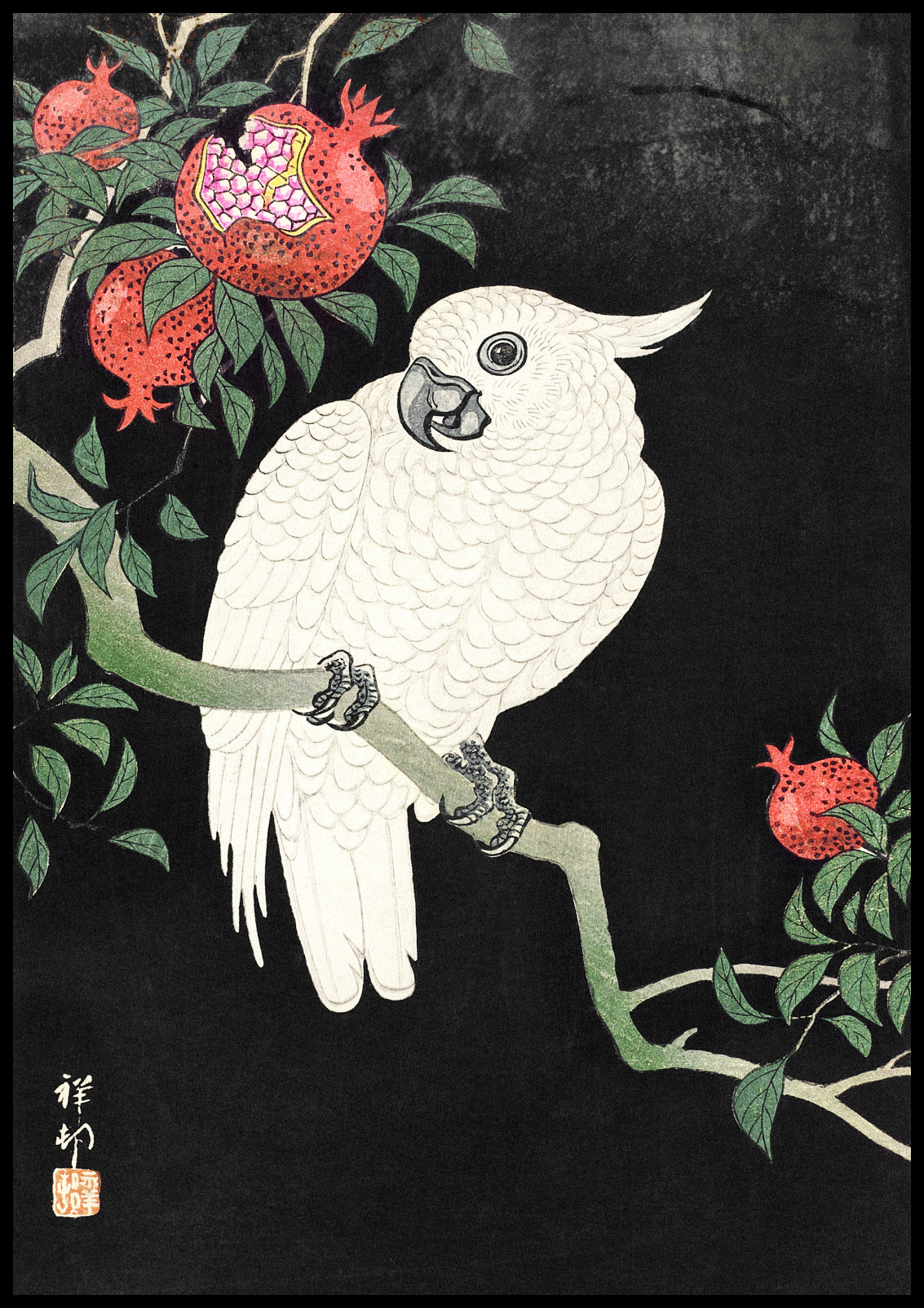 Plakat  Cockatoo and Pomegranate, Koson Japoński Vintage do Salonu