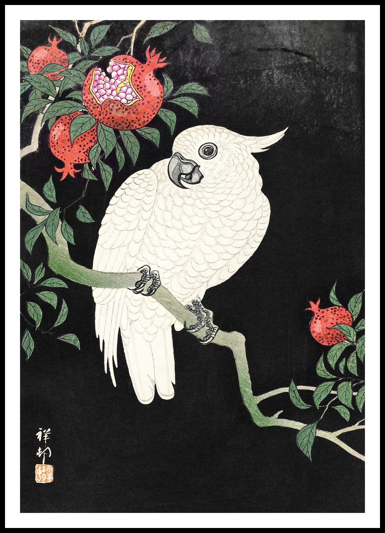 Plakat  Cockatoo and Pomegranate, Koson Japoński Vintage do Salonu