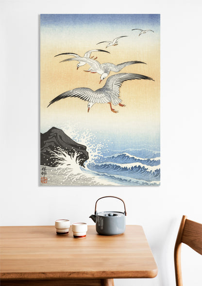 Obraz  Five Seagulls, Koson Japoński Vintage do Salonu