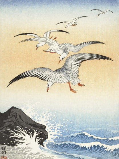 Plakat  Five Seagulls, Koson Japoński Vintage do Salonu