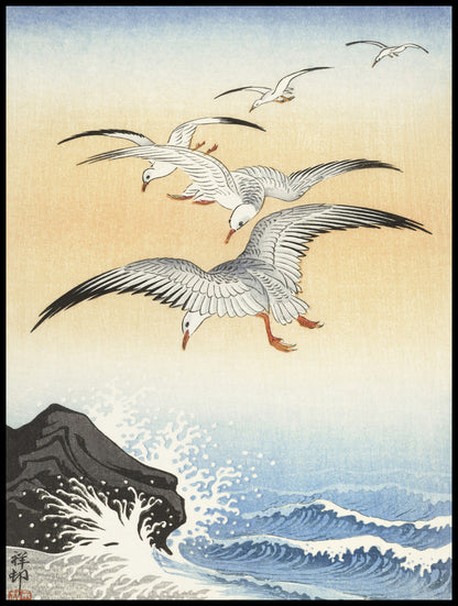 Plakat  Five Seagulls, Koson Japoński Vintage do Salonu