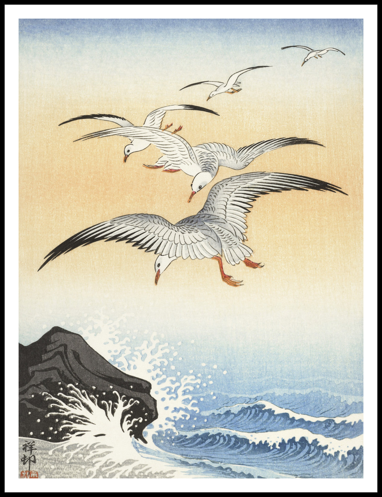 Plakat  Five Seagulls, Koson Japoński Vintage do Salonu