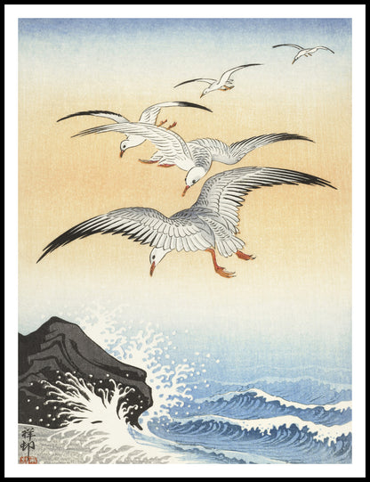 Plakat  Five Seagulls, Koson Japoński Vintage do Salonu