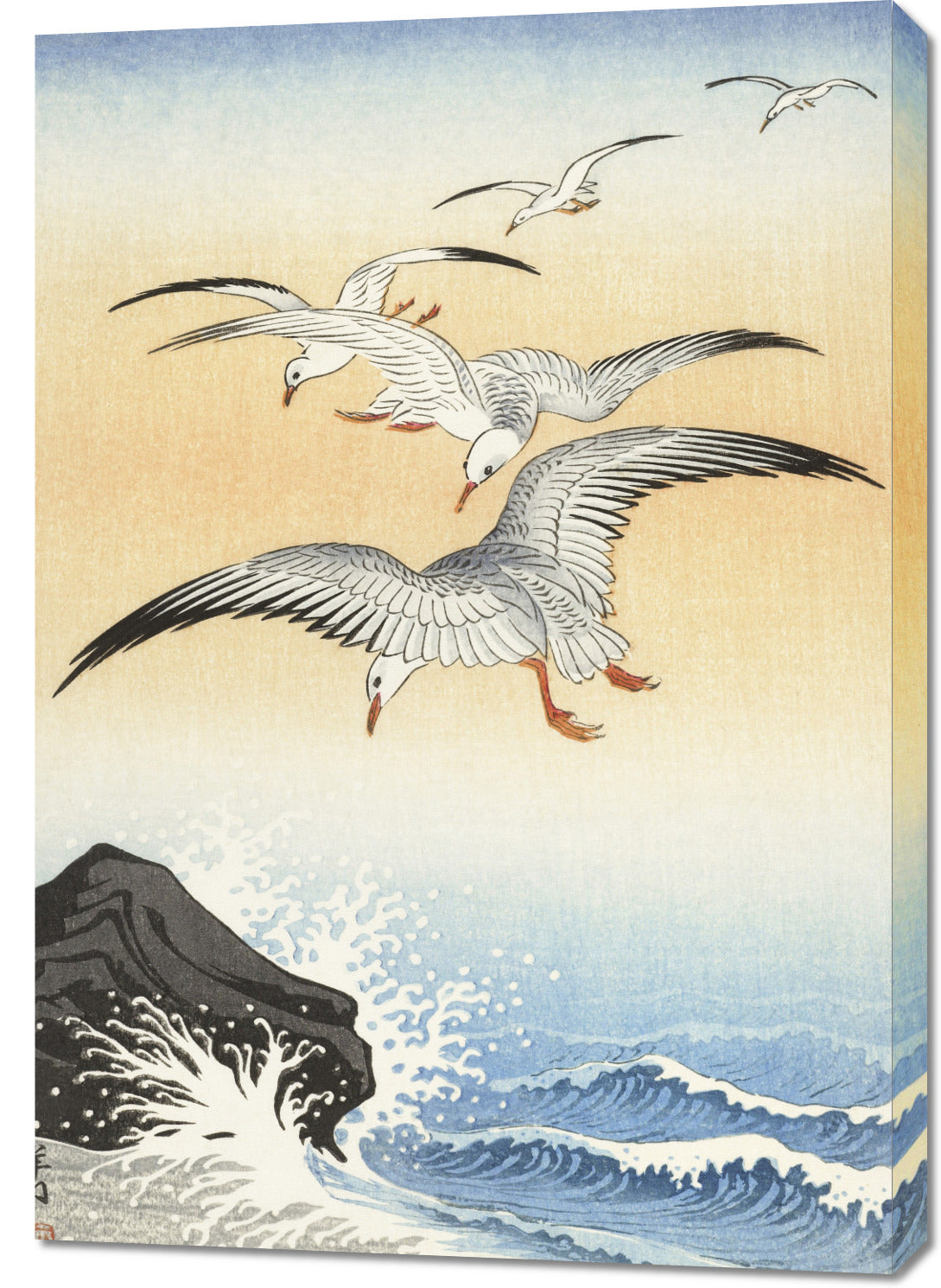Obraz  Five Seagulls, Koson Japoński Vintage do Salonu