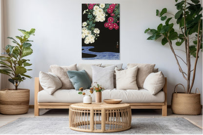 Obraz  Chrysanthemums, Koson Japoński Vintage do Salonu